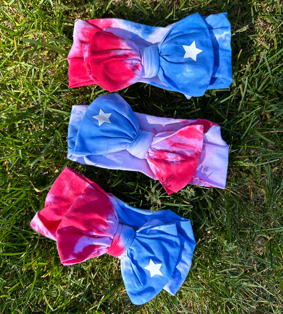 USA BB BOW ♡ tie-dye baby headband