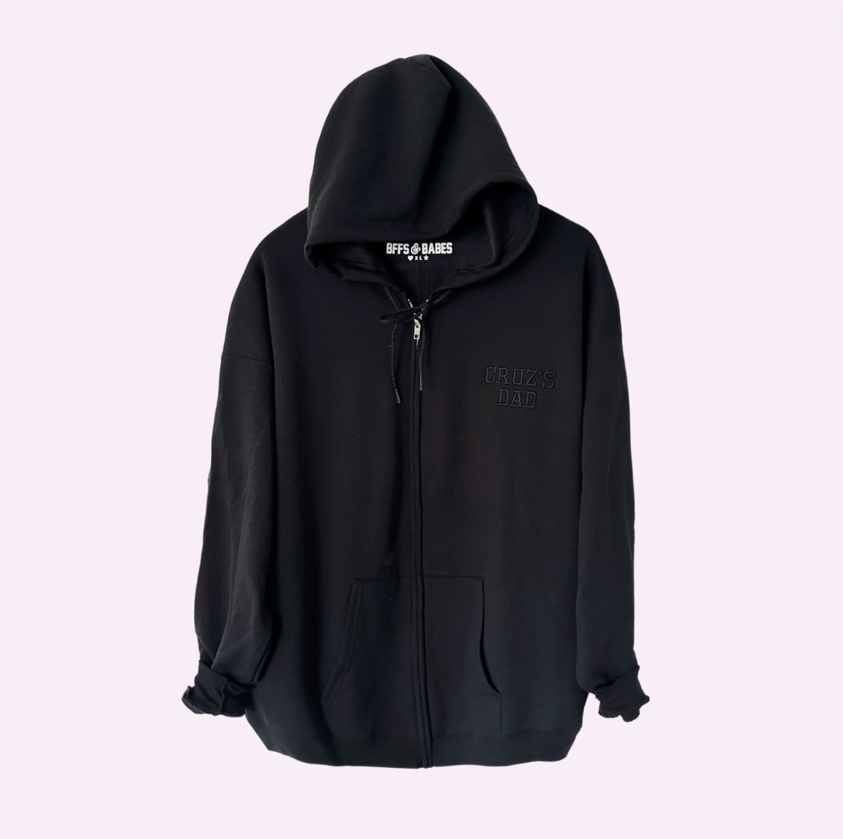 BLACK ON BLACK STITCH ♡ customizable stitch zip up hoodie