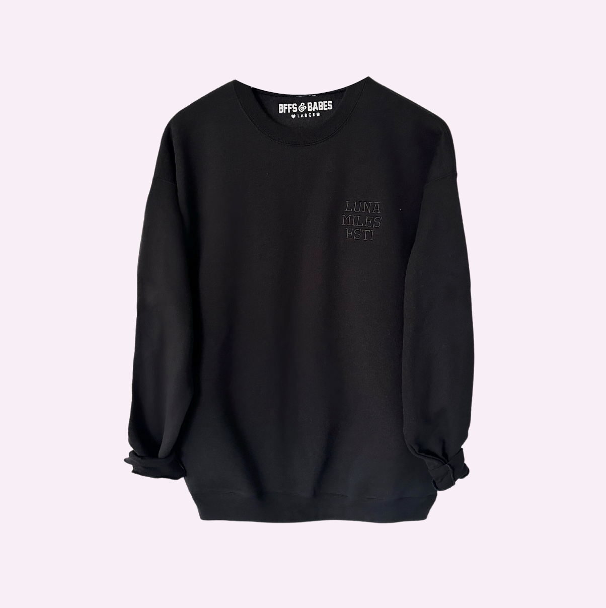 Load image into Gallery viewer, BLACK ON BLACK STITCH ♡ customizable stitch sweatshirt for adults &amp;amp; kids
