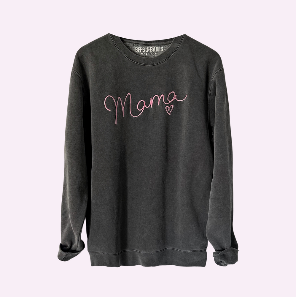 
                
                    Load image into Gallery viewer, ULTRA MAMA ♡ slate embroidered mama sweatshirt
                
            