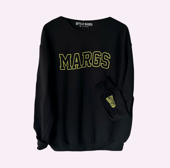 MARGS ♡ black printed sweatshirt with on the rocks cuff
