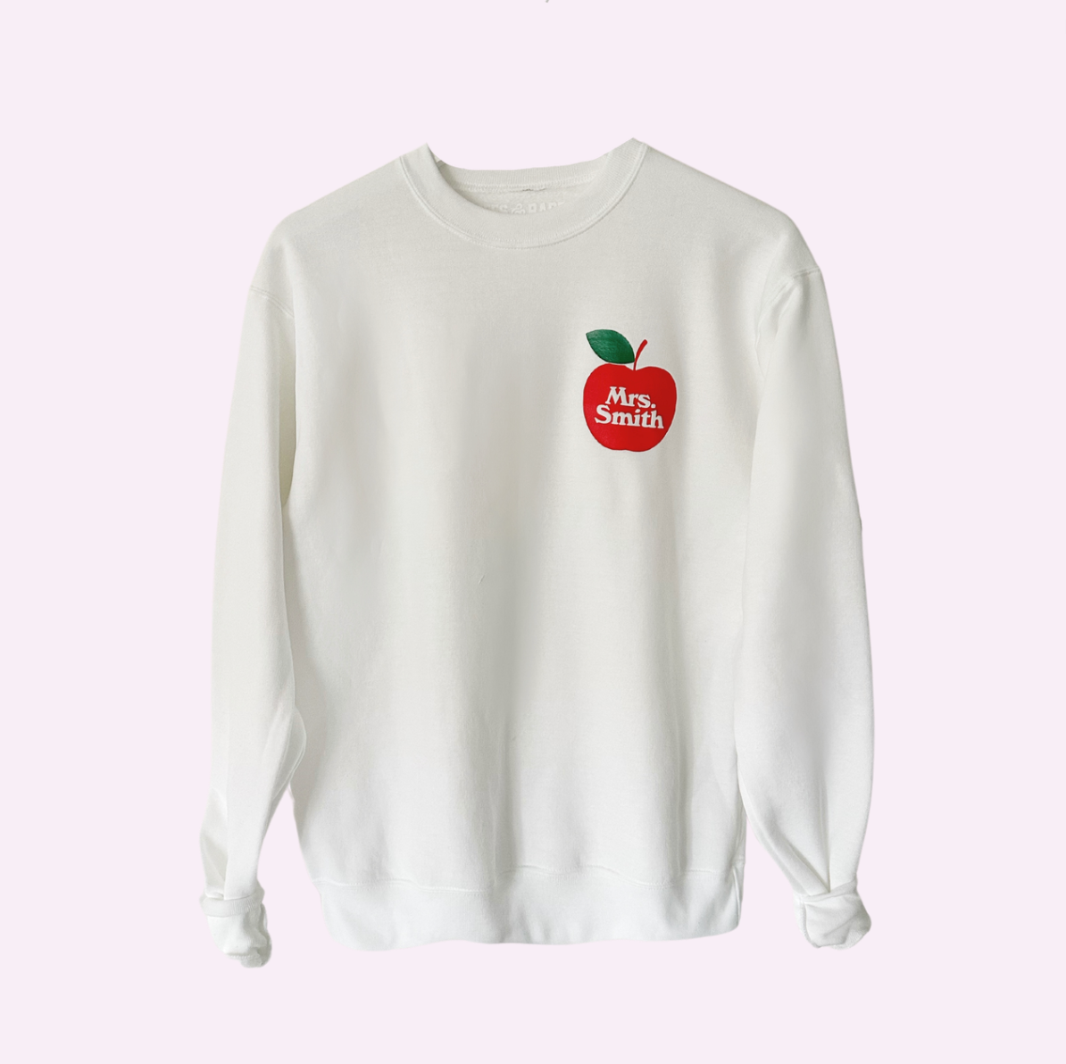 APPLE U MOST ♡ white adult sweatshirt with personalized heart