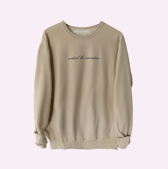 CONTROL THE NARRATIVE ♡ beige sweatshirt with print