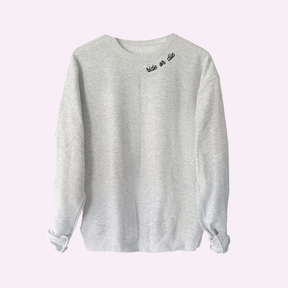RIDE OR DIE STITCH ♡ adult embroidered sweatshirt