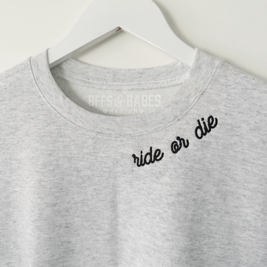 Load image into Gallery viewer, RIDE OR DIE STITCH ♡ adult embroidered sweatshirt
