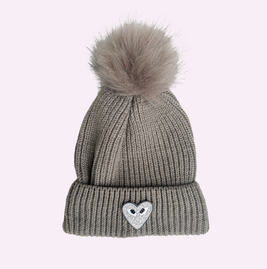 Load image into Gallery viewer, POM PATCH BEANIE ♡ adult faux pom beanie

