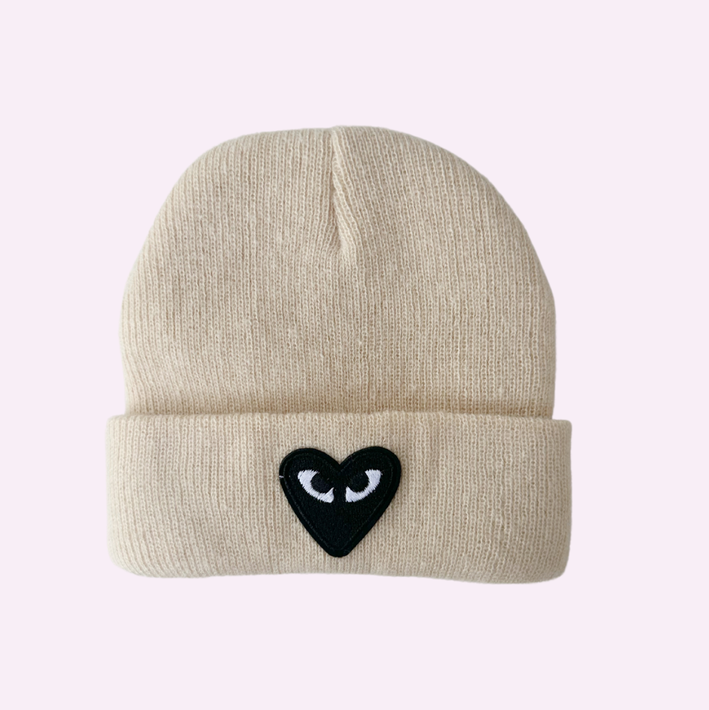 BABY PATCH BEANIE ♡ baby beanie with red heart patch