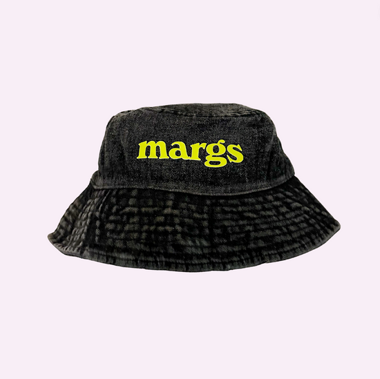 MARGS BUCKET HAT ♡ black denim printed bucket hat
