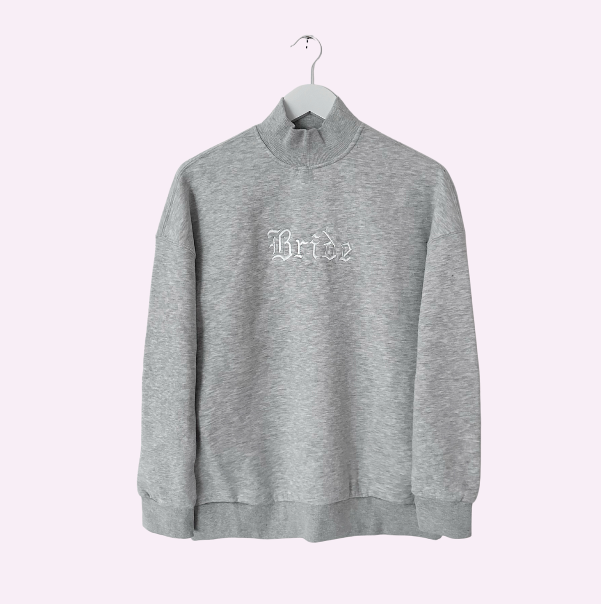 OLD SCHOOL STITCH ♡ gray customizable embroidered mock neck sweatshirt