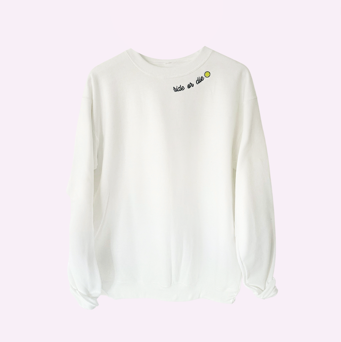 PICKLEBALL STITCH ♡ custom embroidered sweatshirt in white