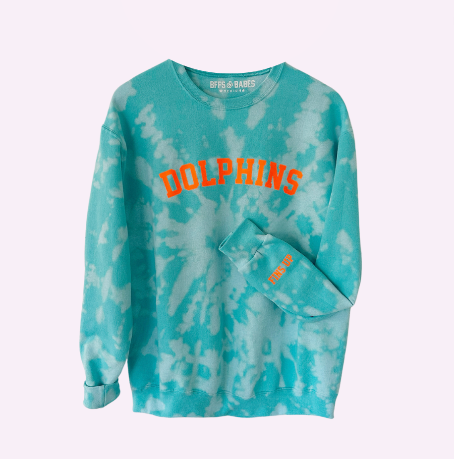 GO TEAM ♡ personalizable turqouise tie-dye sweatshirt