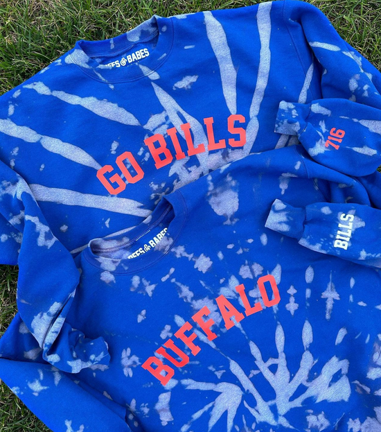 GO TEAM personalizable royal blue tie dye sweatshirt BFFS BABES