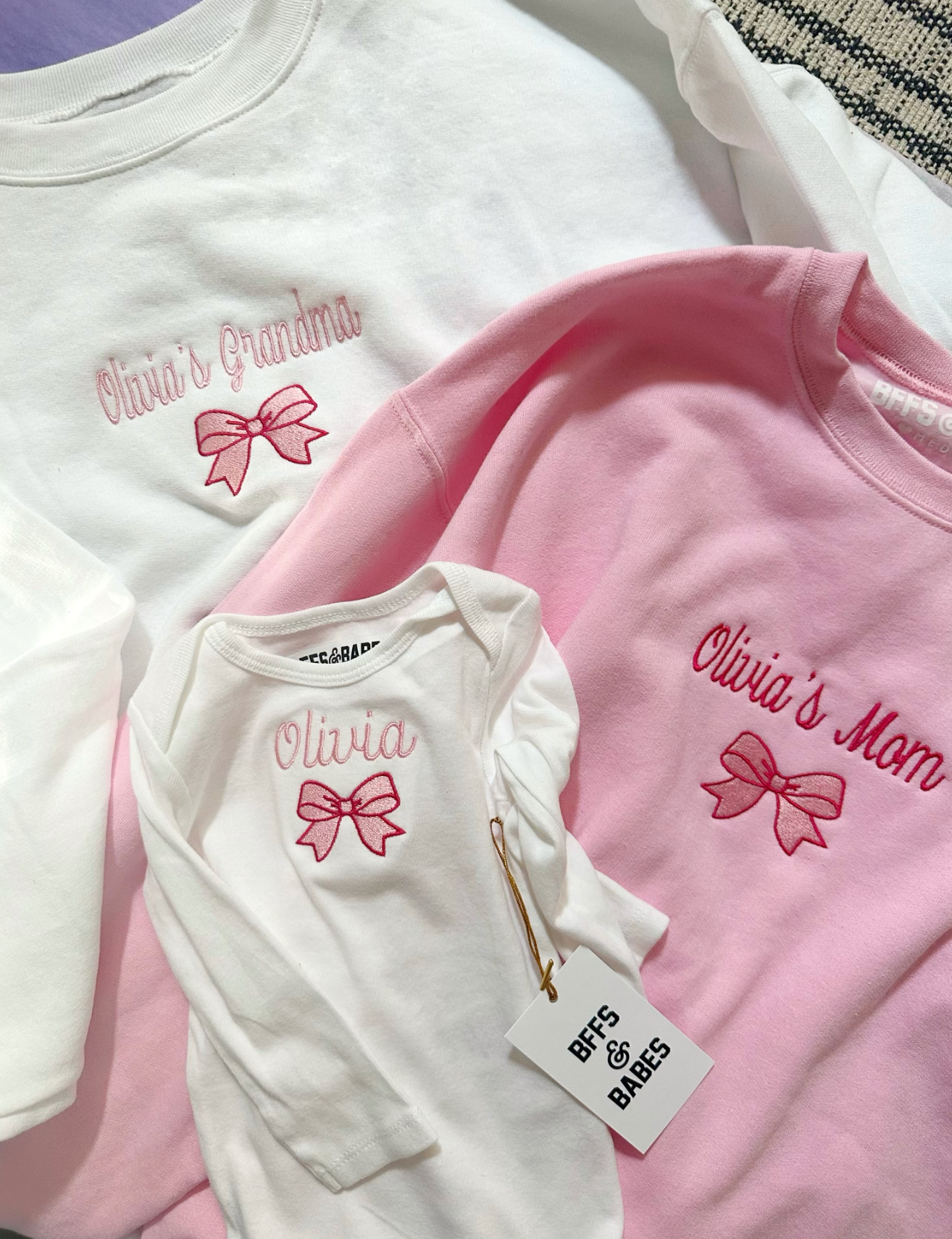 BOW STITCH ♡ adult custom embroidered sweatshirt with bow