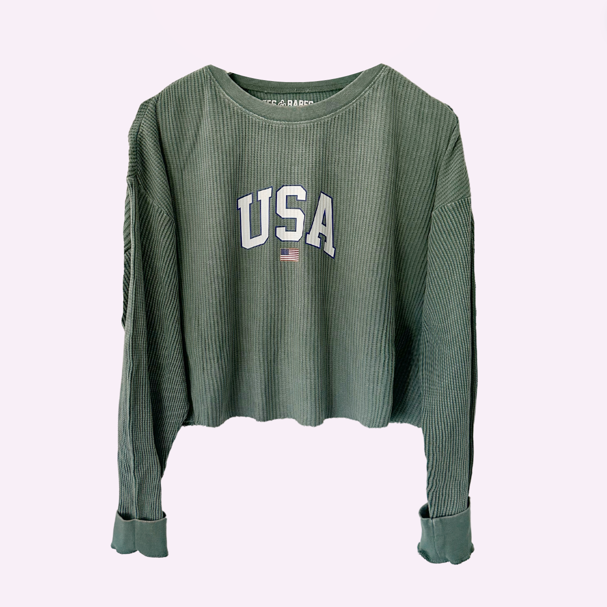 USA CROP ♡ printed thermal top