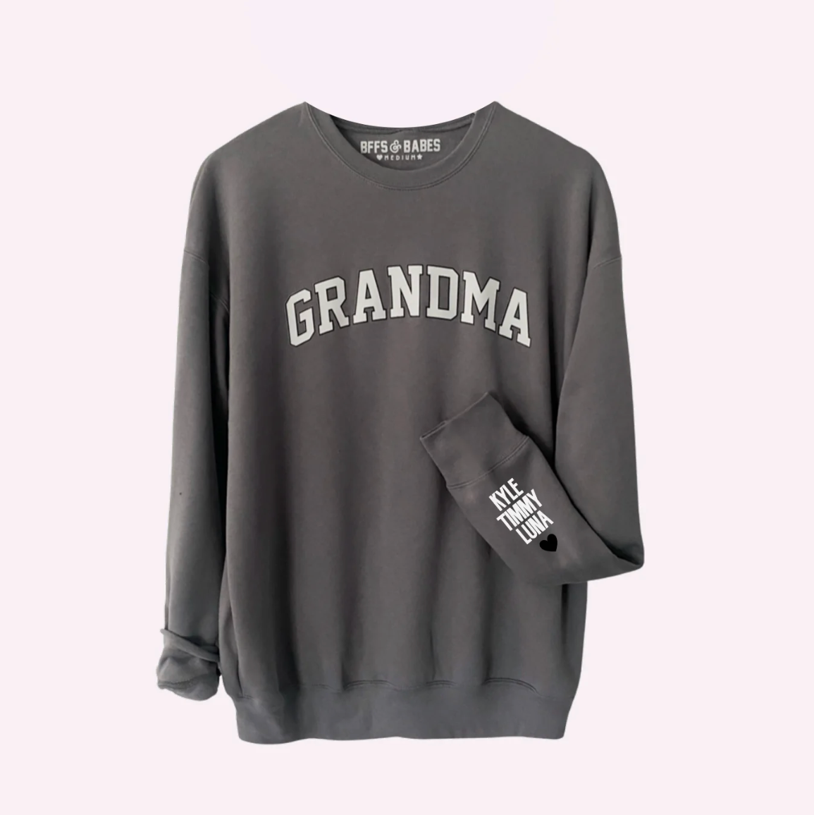 LOVE ON THE CUFF ♡ stormy grandma sweatshirt with personalized cuff