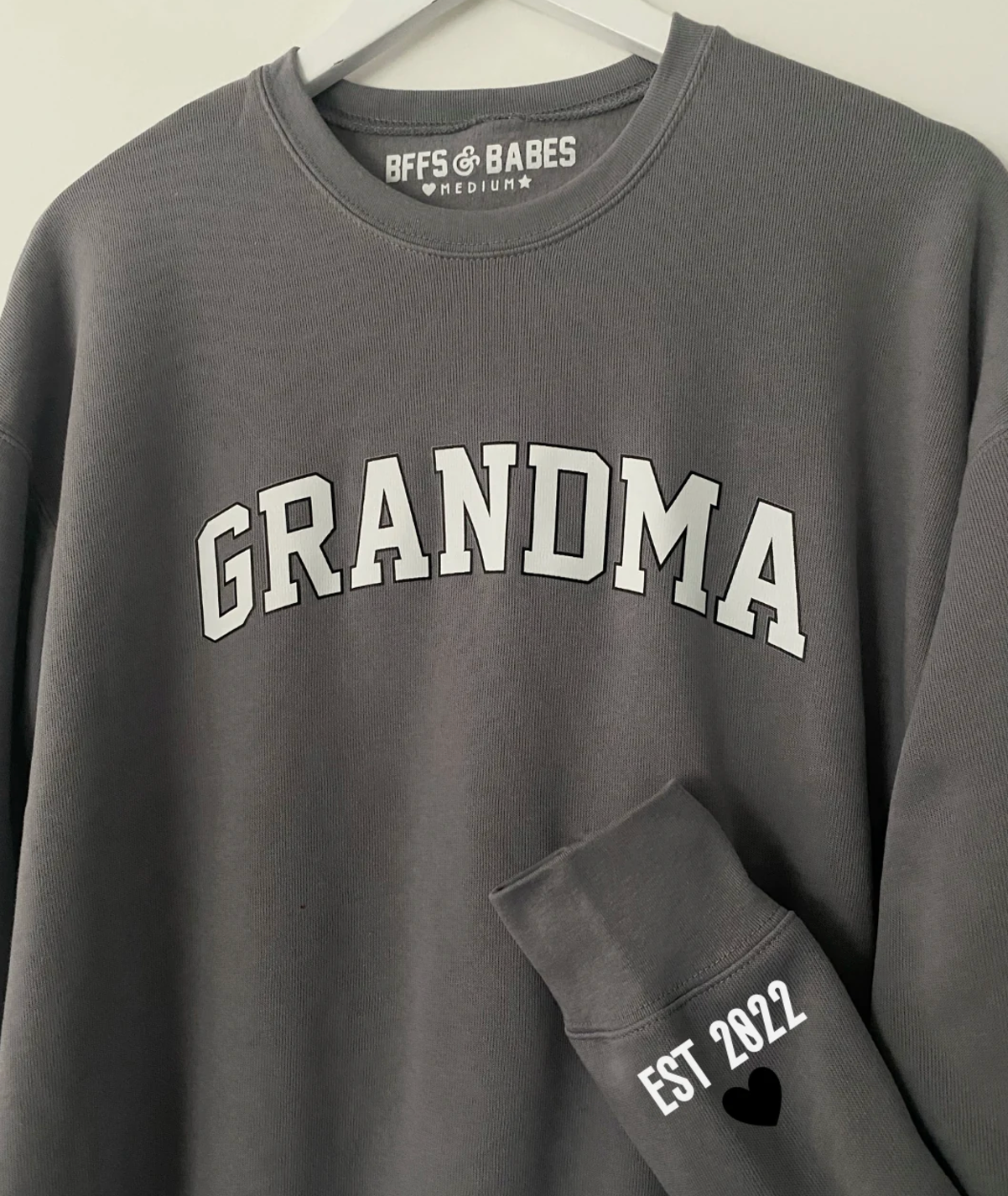 LOVE ON THE CUFF ♡ stormy grandma sweatshirt with personalized cuff