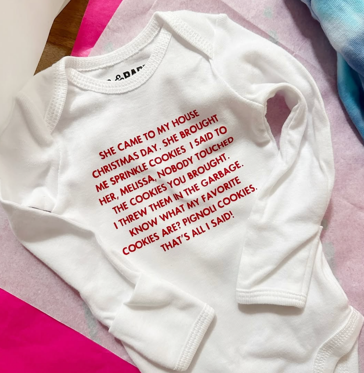 PIGNOLI BABESIE ♡ printed quote baby bodysuit