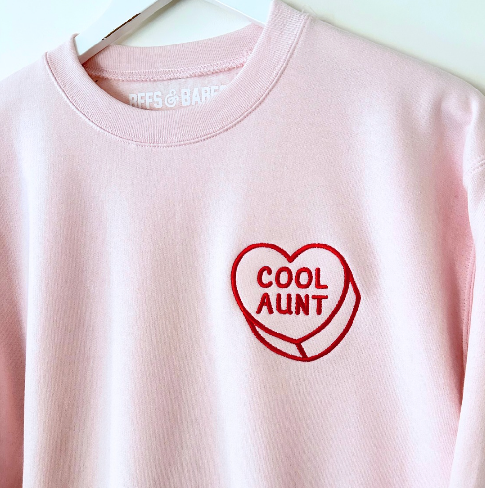 LUV LETTERS STITCH ♡ cool aunt heart sweatshirt