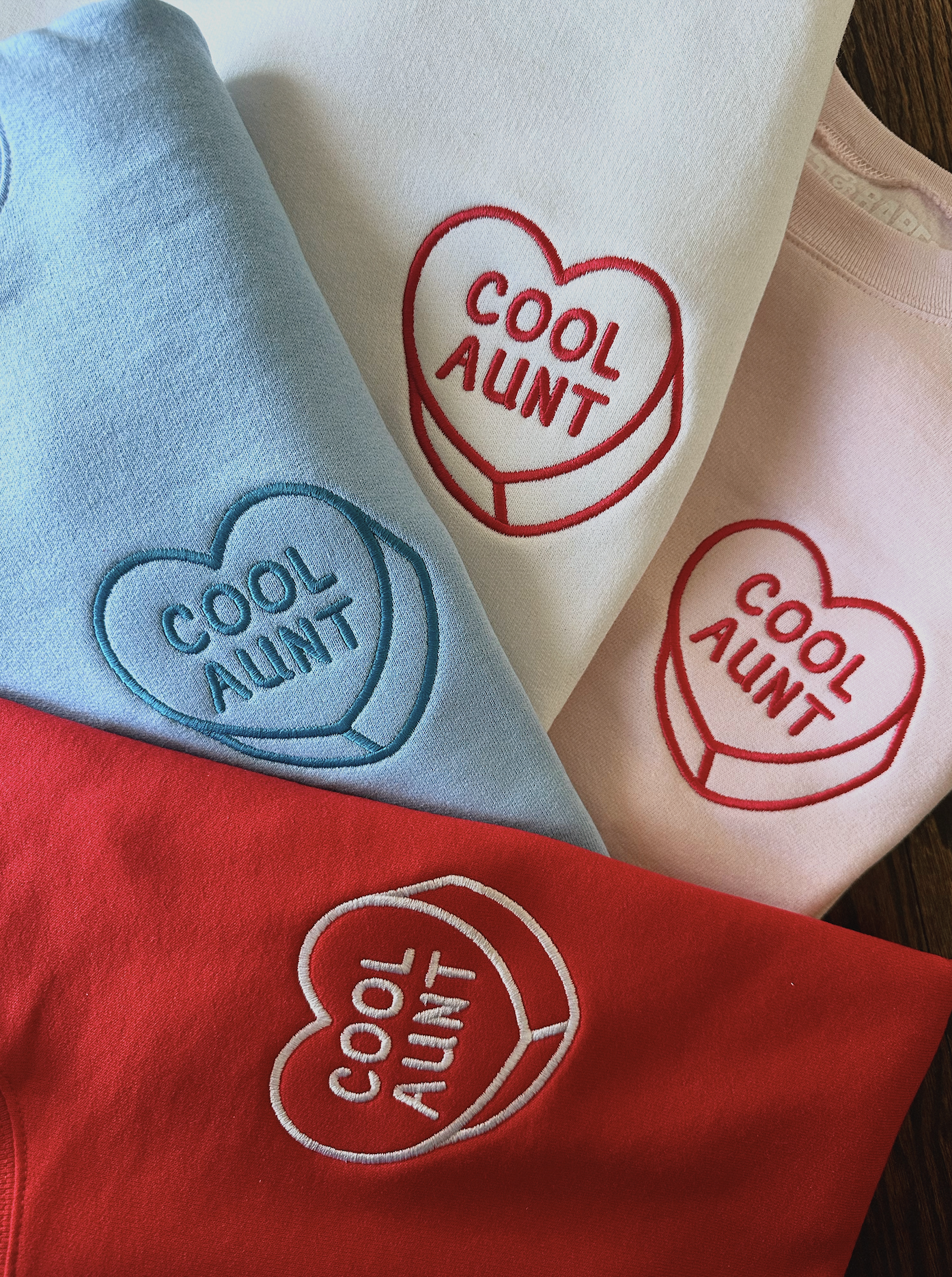 LUV LETTERS STITCH ♡ cool aunt heart sweatshirt