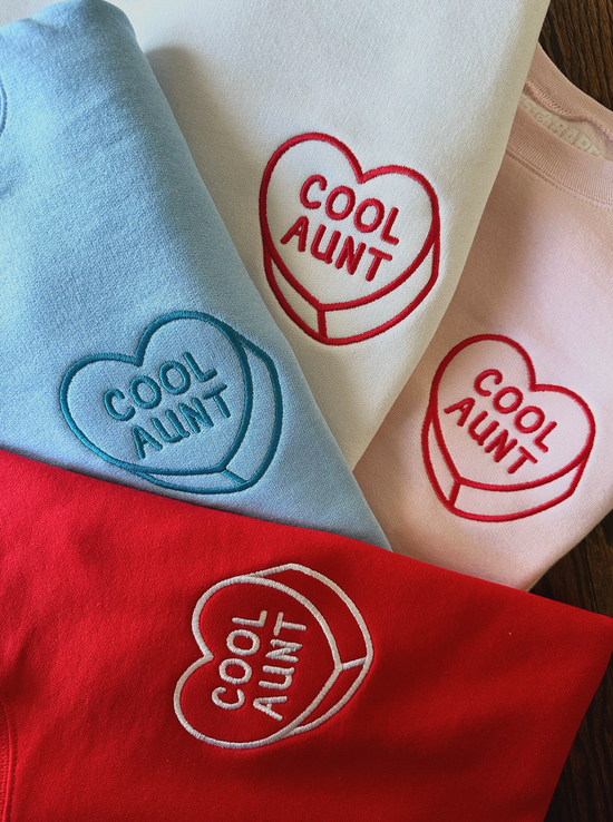 LUV LETTERS STITCH ♡ cool aunt heart sweatshirt