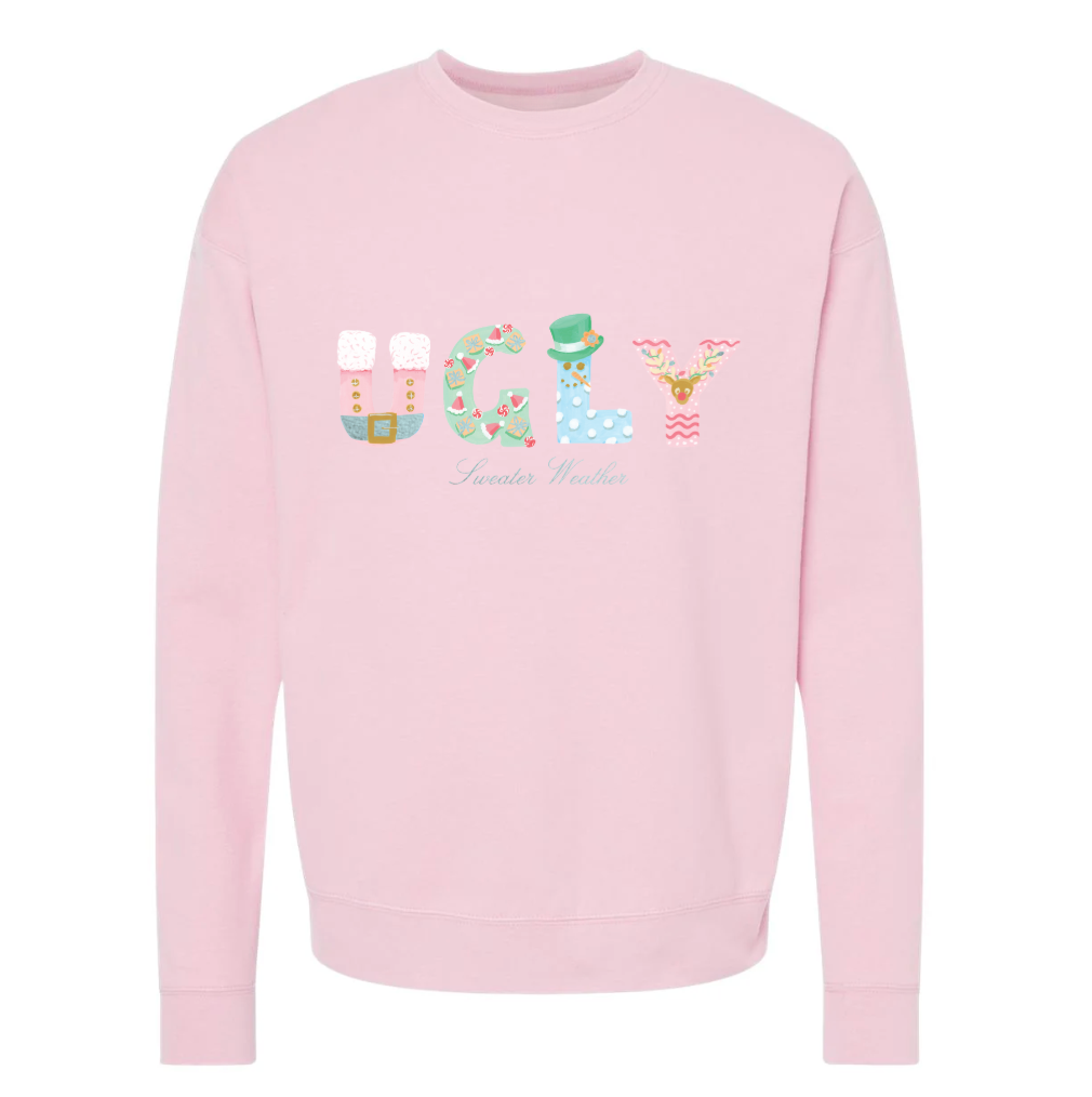 SWEATER WEATHER ♡ holiday junkie x pink sweatshirt