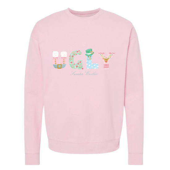 SWEATER WEATHER ♡ holiday junkie x pink sweatshirt
