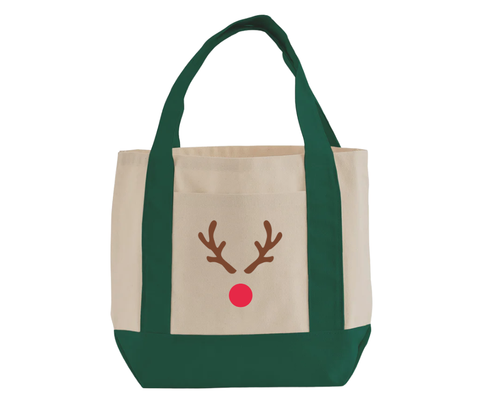 Tote bag with reindeer design on a white background