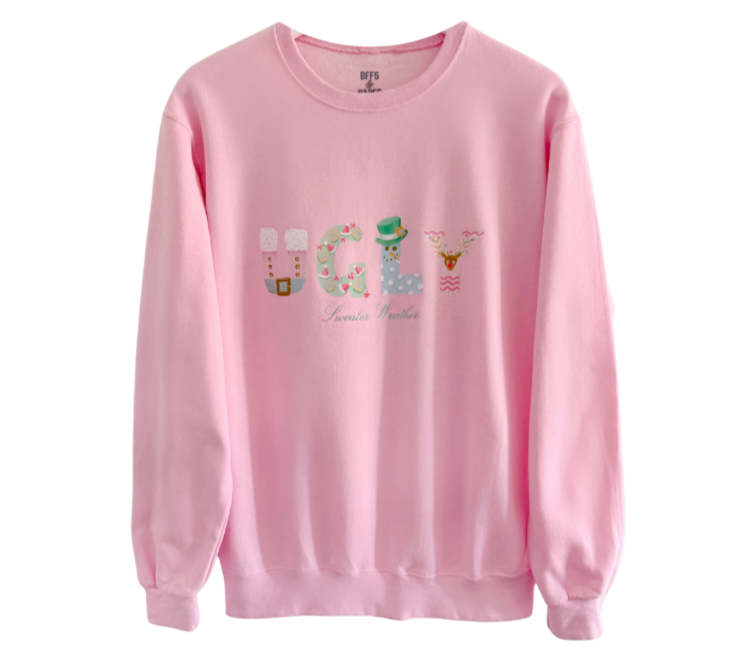 SWEATER WEATHER ♡ holiday junkie x pink sweatshirt