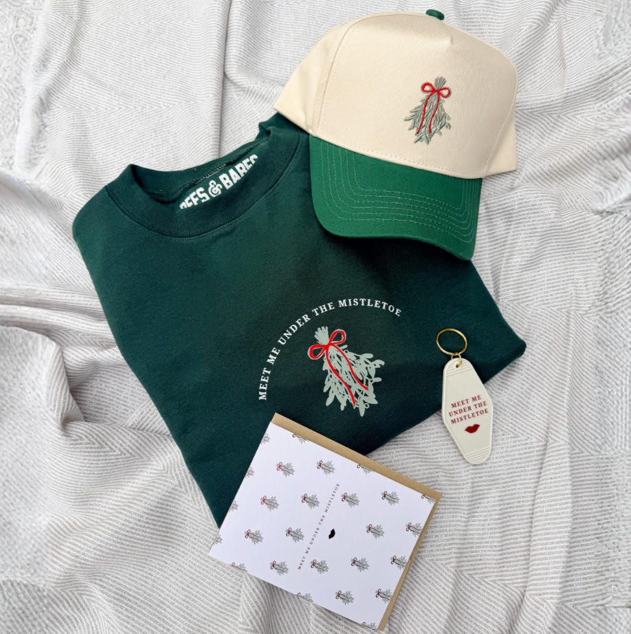 SIGNED MISTLETOE BUNDLE ♡ holiday junkie sweatshirt, hat, keychain & card bundle