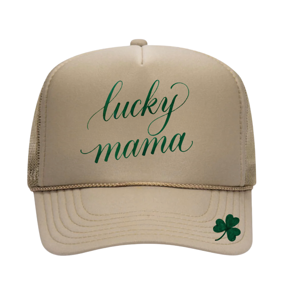 LUCKY MAMA ♡ printed trucker hat