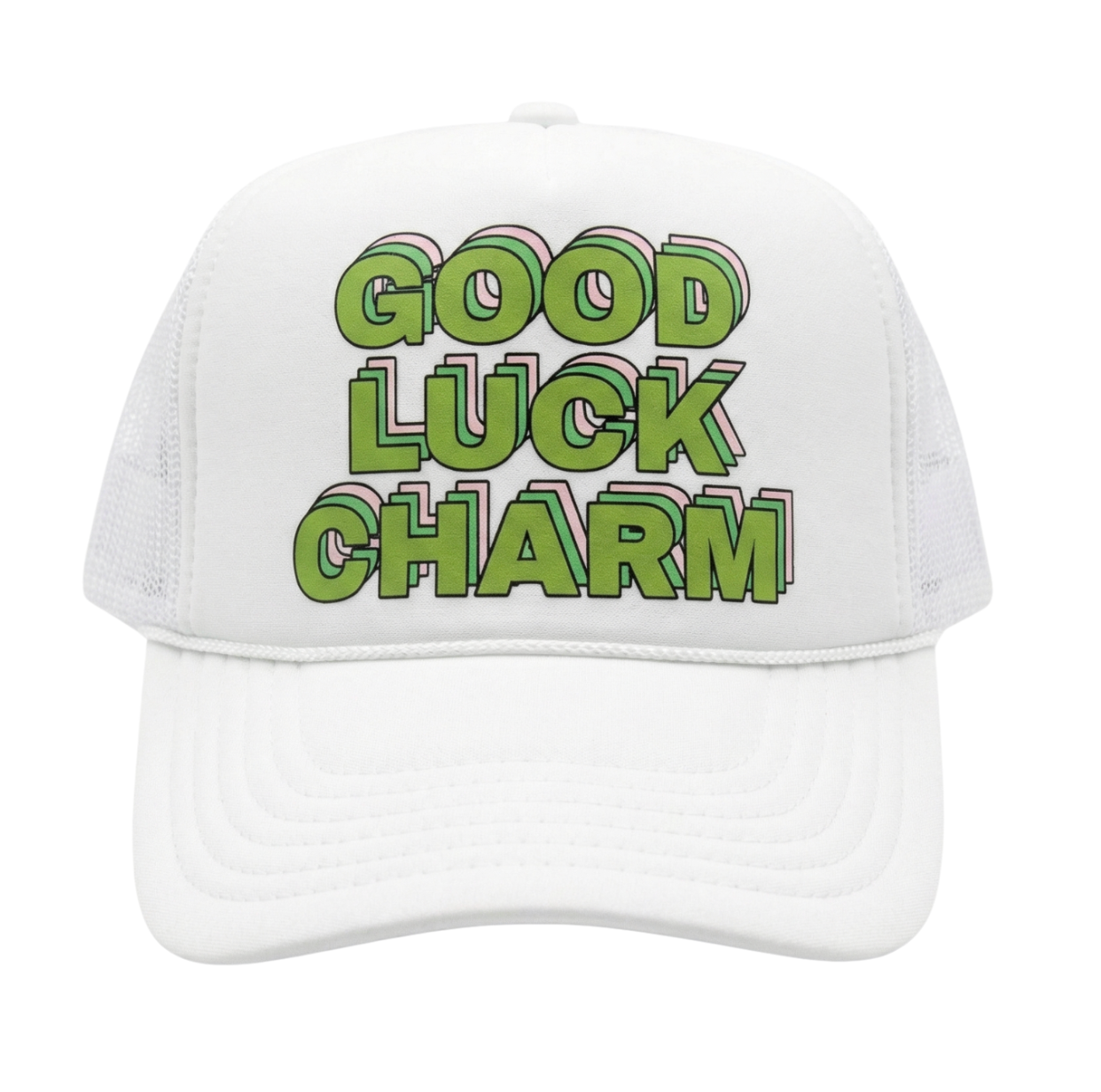 GOOD LUCK CHARM ♡ printed trucker hat