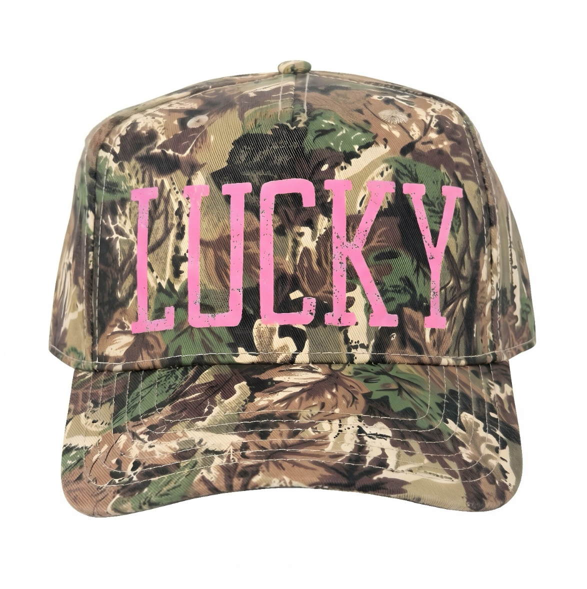 LUCKY ♡ printed camo trucker hat