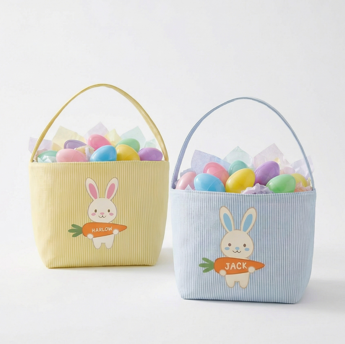 PERSONALIZED CARROT BASKET ♡ seersucker personalized easter basket