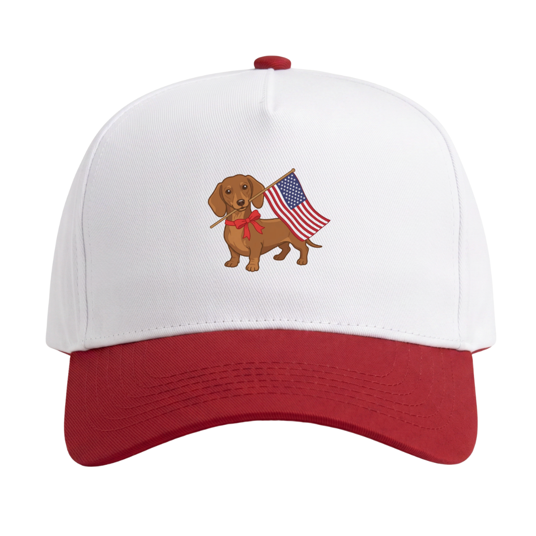 USA DACHSHUND ♡ printed patriotic hat
