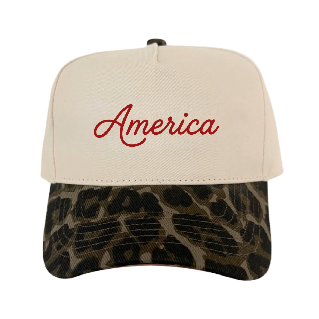 AMERICA ♡ printed leopard brim hat