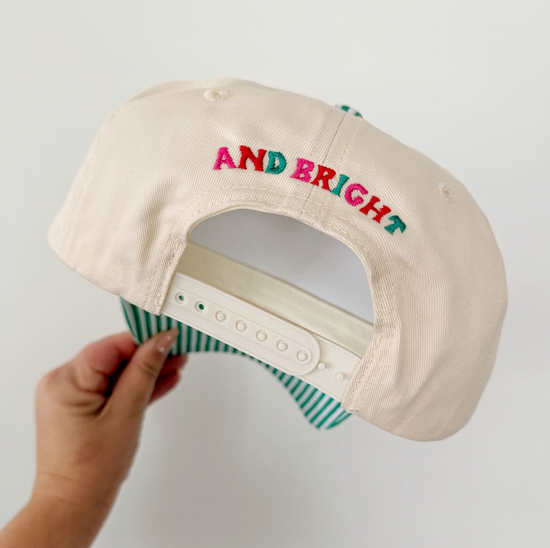 MERRY & BRIGHT ♡ embroidered striped brim hat