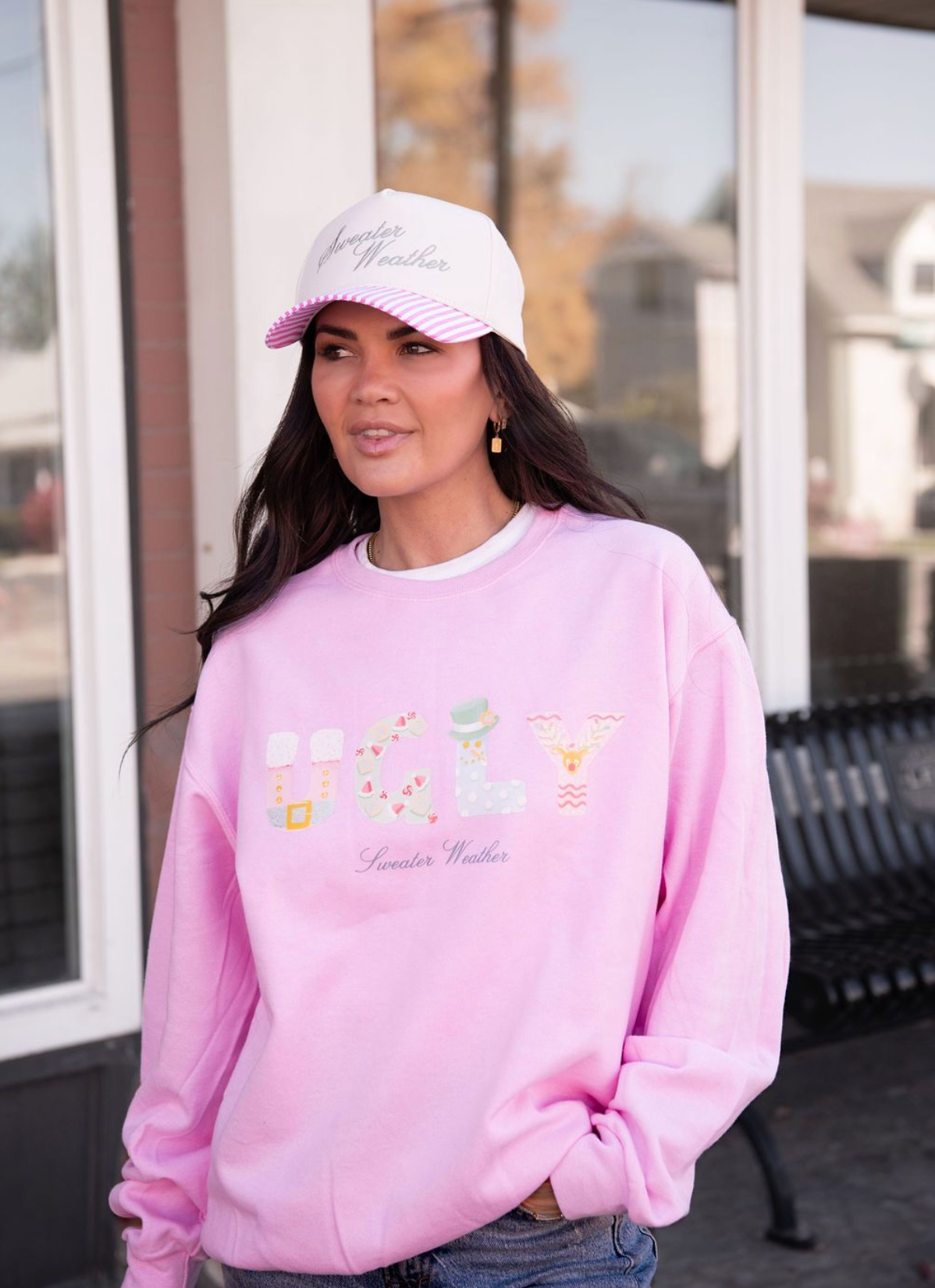 SWEATER WEATHER ♡ holiday junkie x pink sweatshirt