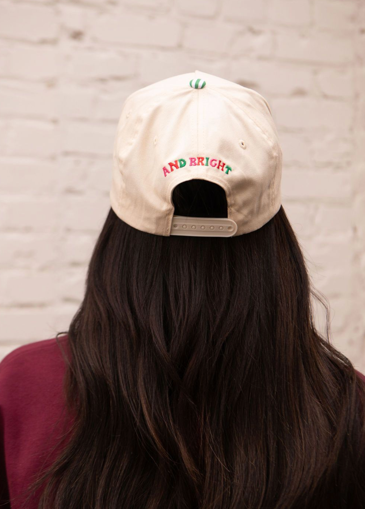 MERRY & BRIGHT ♡ embroidered striped brim hat