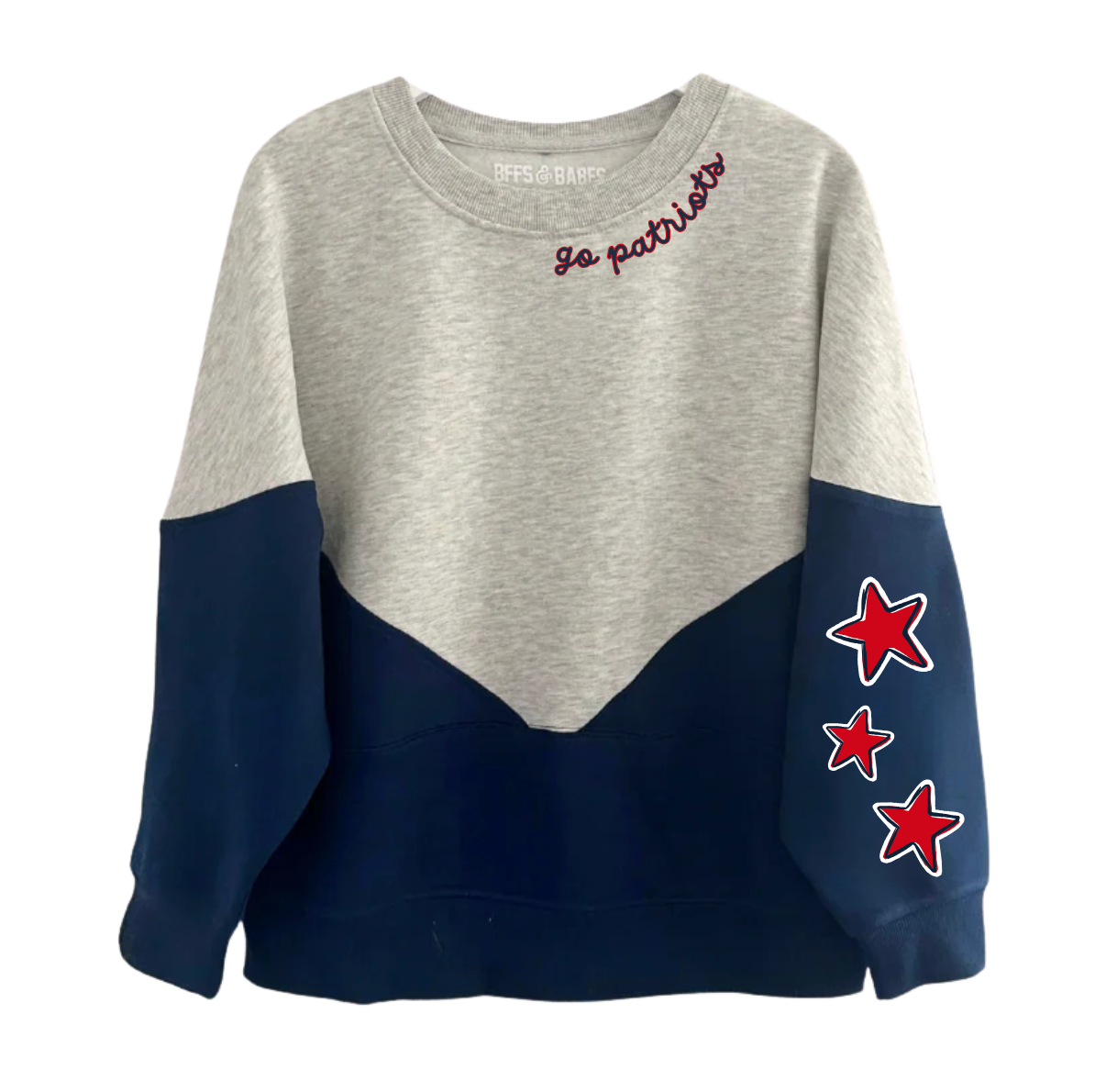 GO PATRIOTS ♡ colorblock drop shoulder sweatshirt with prints