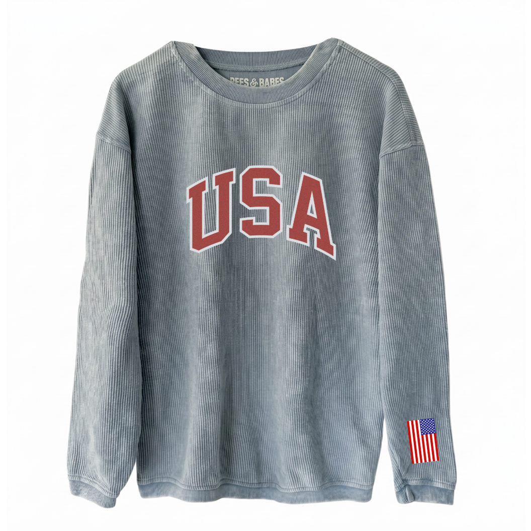 USA 250 ♡ printed patriotic corded sweatshirt