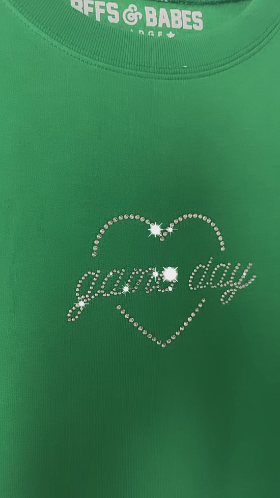 Load and play video in Gallery viewer, GAME DAY SHINE ♡ rhinestone sweatshirt
