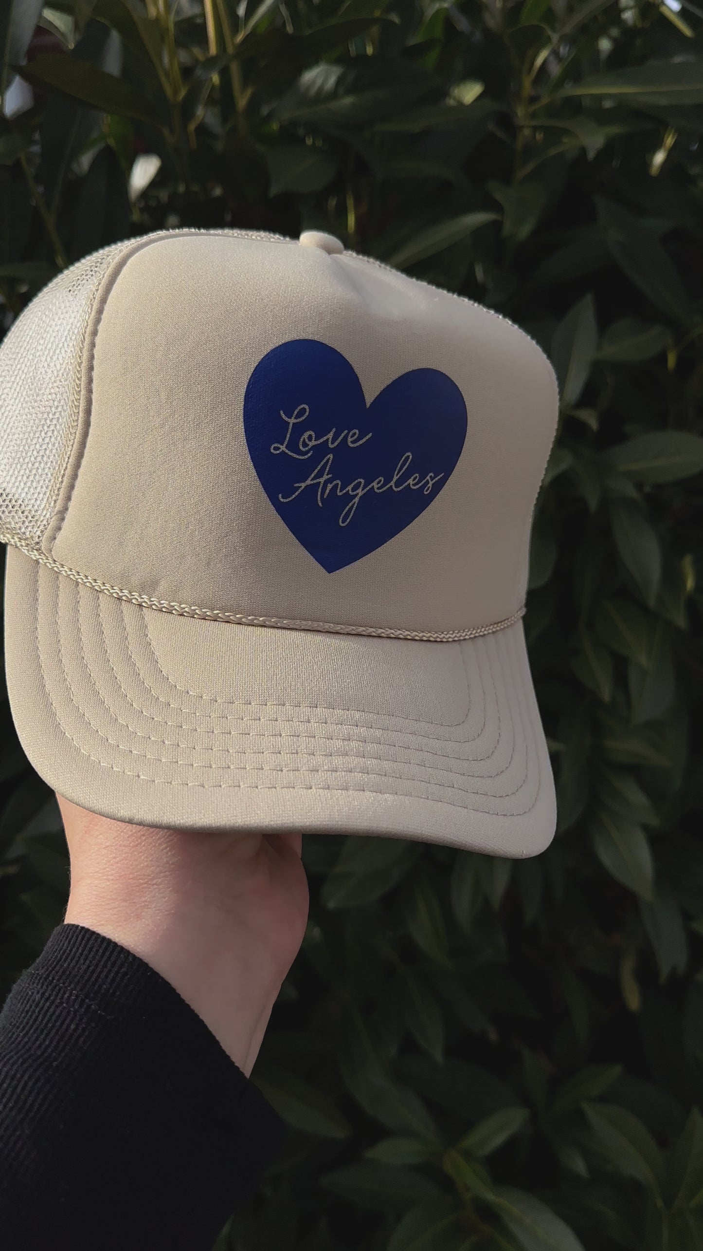 Load and play video in Gallery viewer, LOVE ANGELES ♡ printed trucker hat
