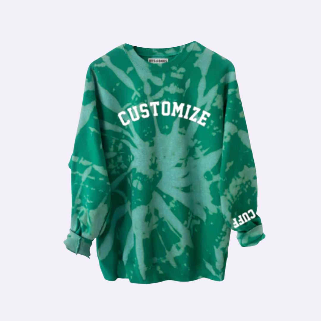 GO TEAM ♡ personalizable green tie-dye sweatshirt