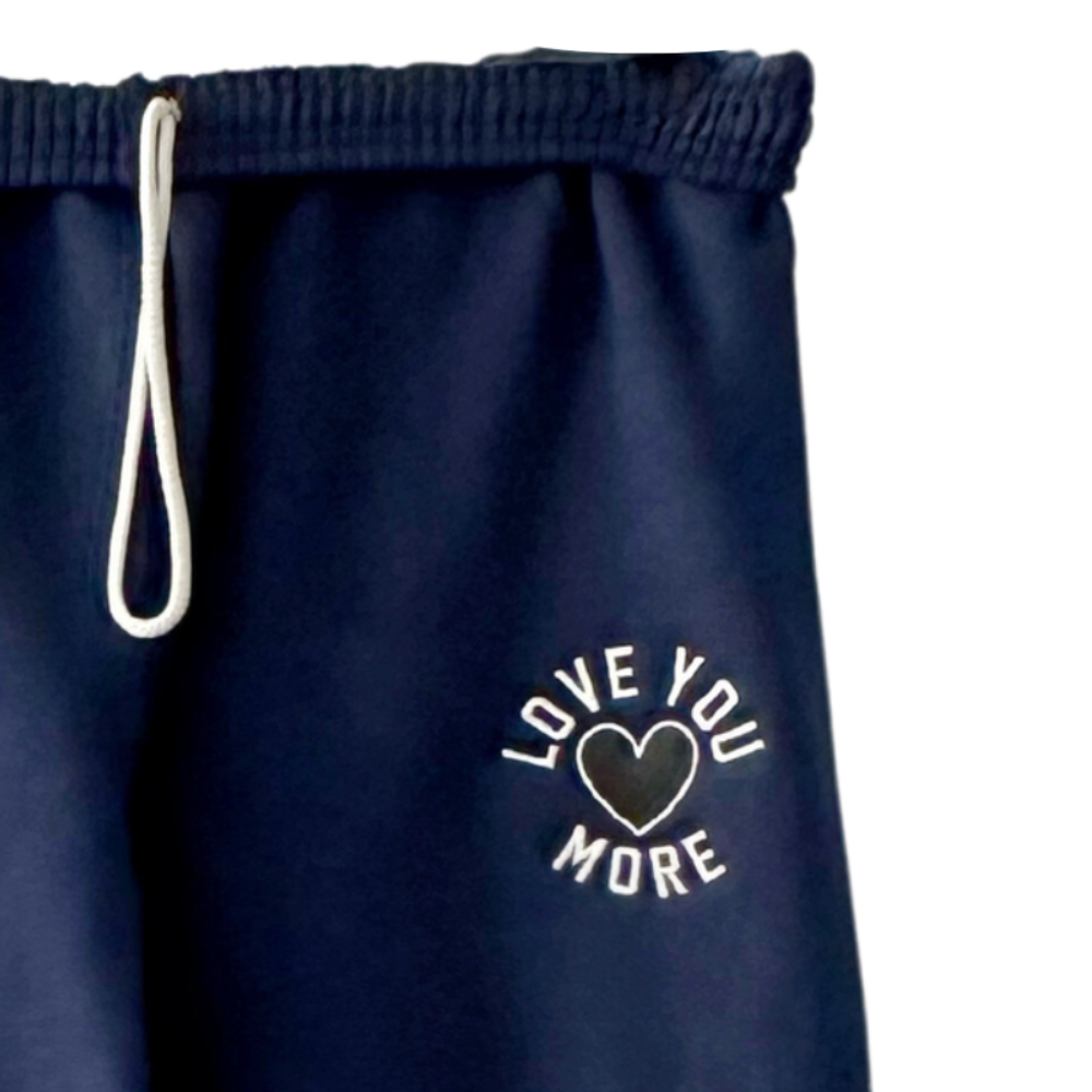LOVE U MORE ♡ adult embroidered sweatpants in navy