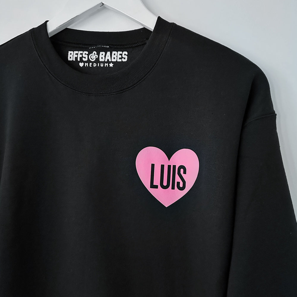 HEART U MOST ♡ black adult sweatshirt with pink heart