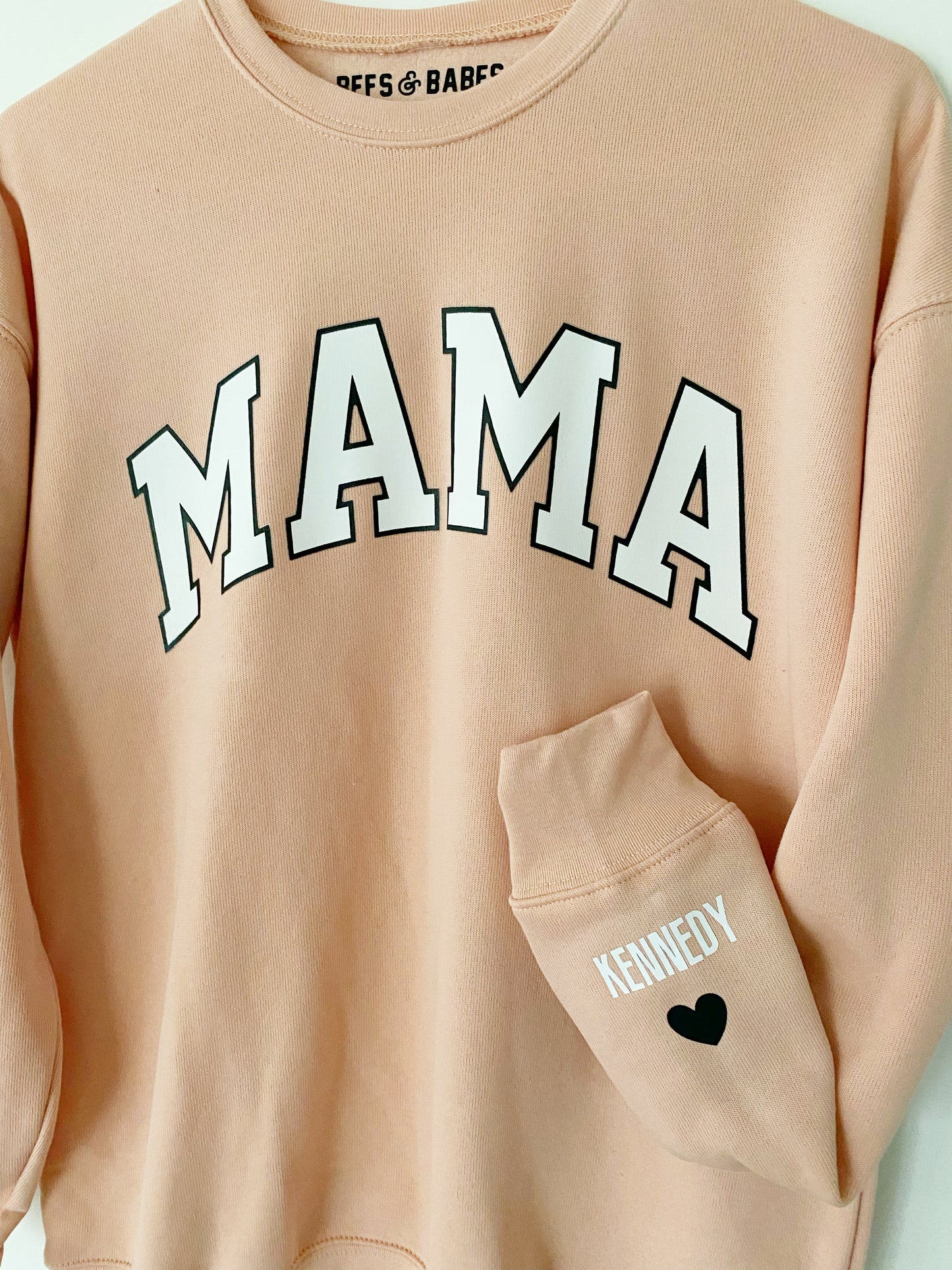 LOVE ON THE CUFF ♡ blush mama sweatshirt with personalized cuff