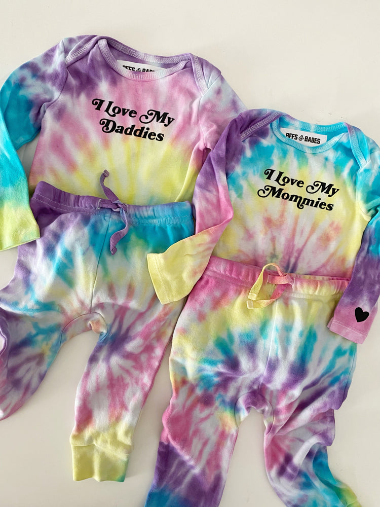 
                
                    Load image into Gallery viewer, MULTIE BABY PANTS ♡ tie-dye baby joggers
                
            