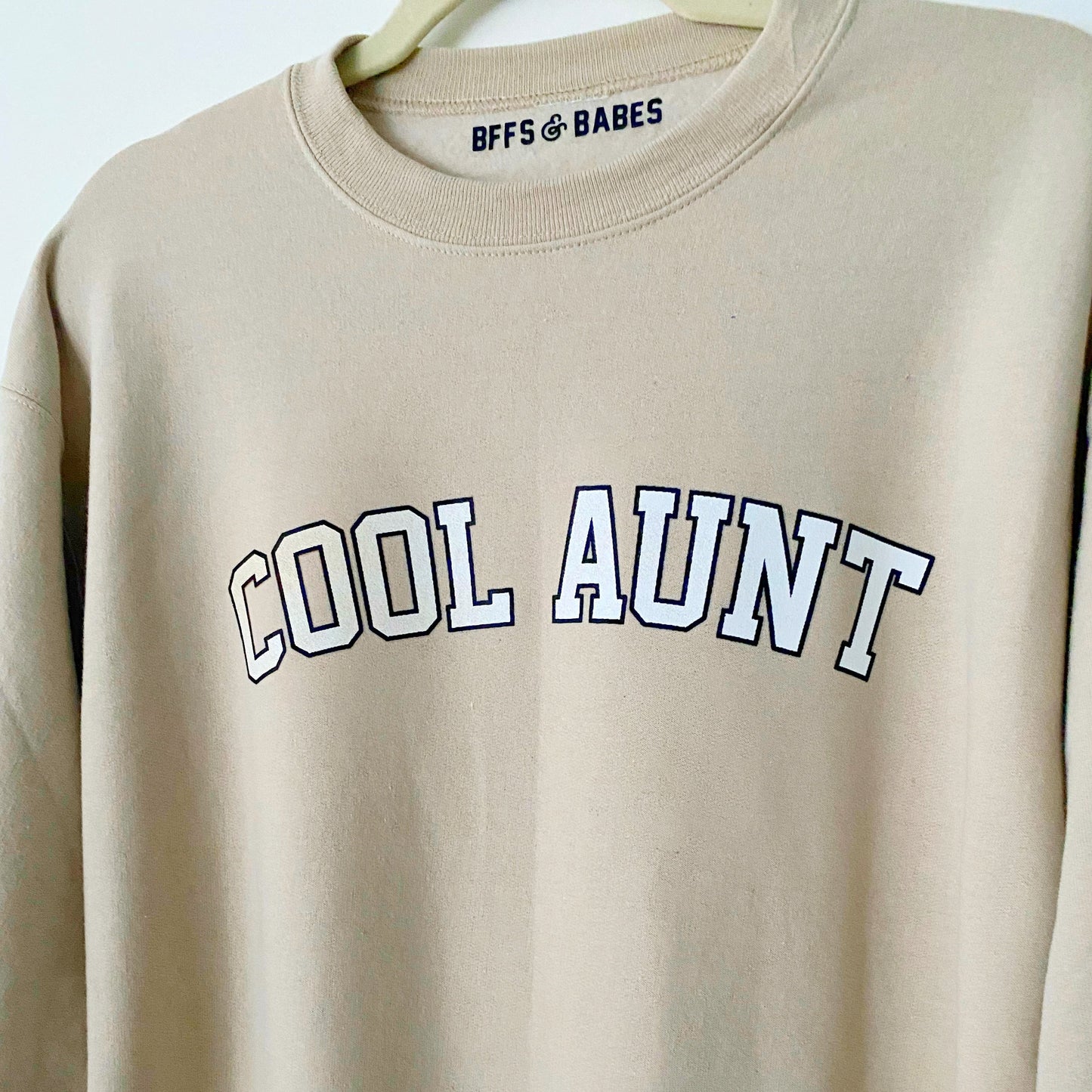 COLLEGIATE AUNT ♡ beige printed cool aunt sweatshirt