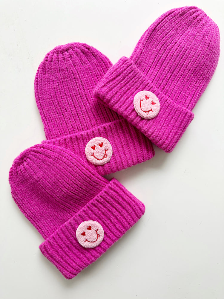 VDAY BEANIE ♡ adult ribbed patch beanie