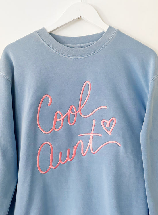 ULTRA COOL AUNT ♡ blue embroidered cool aunt sweatshirt